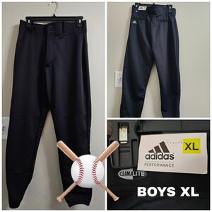 NWT Adidas Climalite Baseball Pants Black Size Boy's XL Reinforced Knees